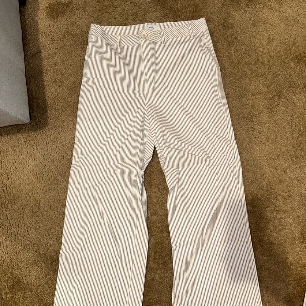 High waisted stripe jeans